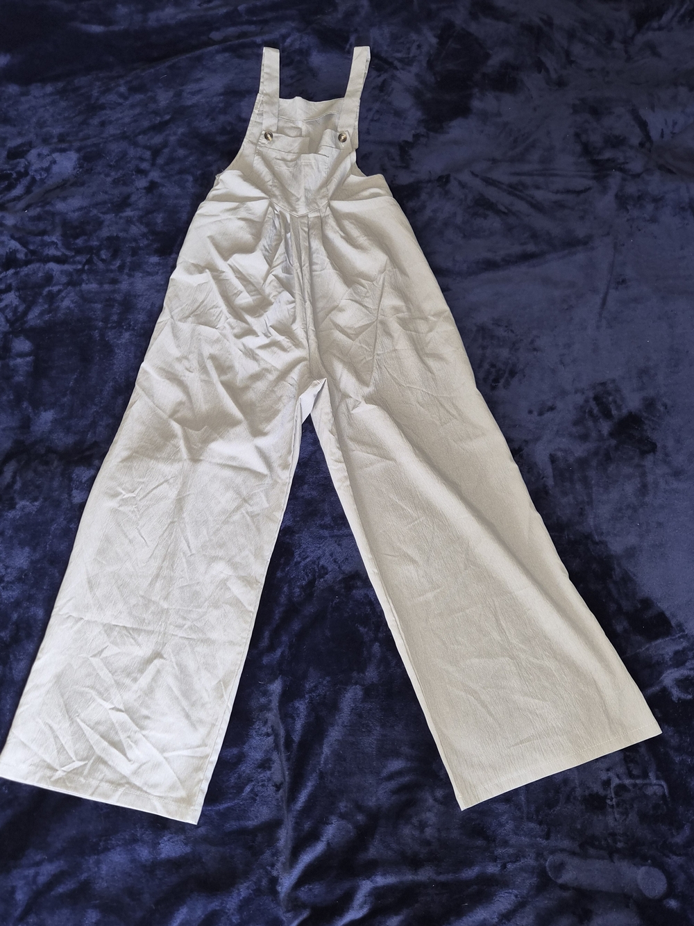 Cream Wide-Leg Cotton Overalls - Picture 1 of 10
